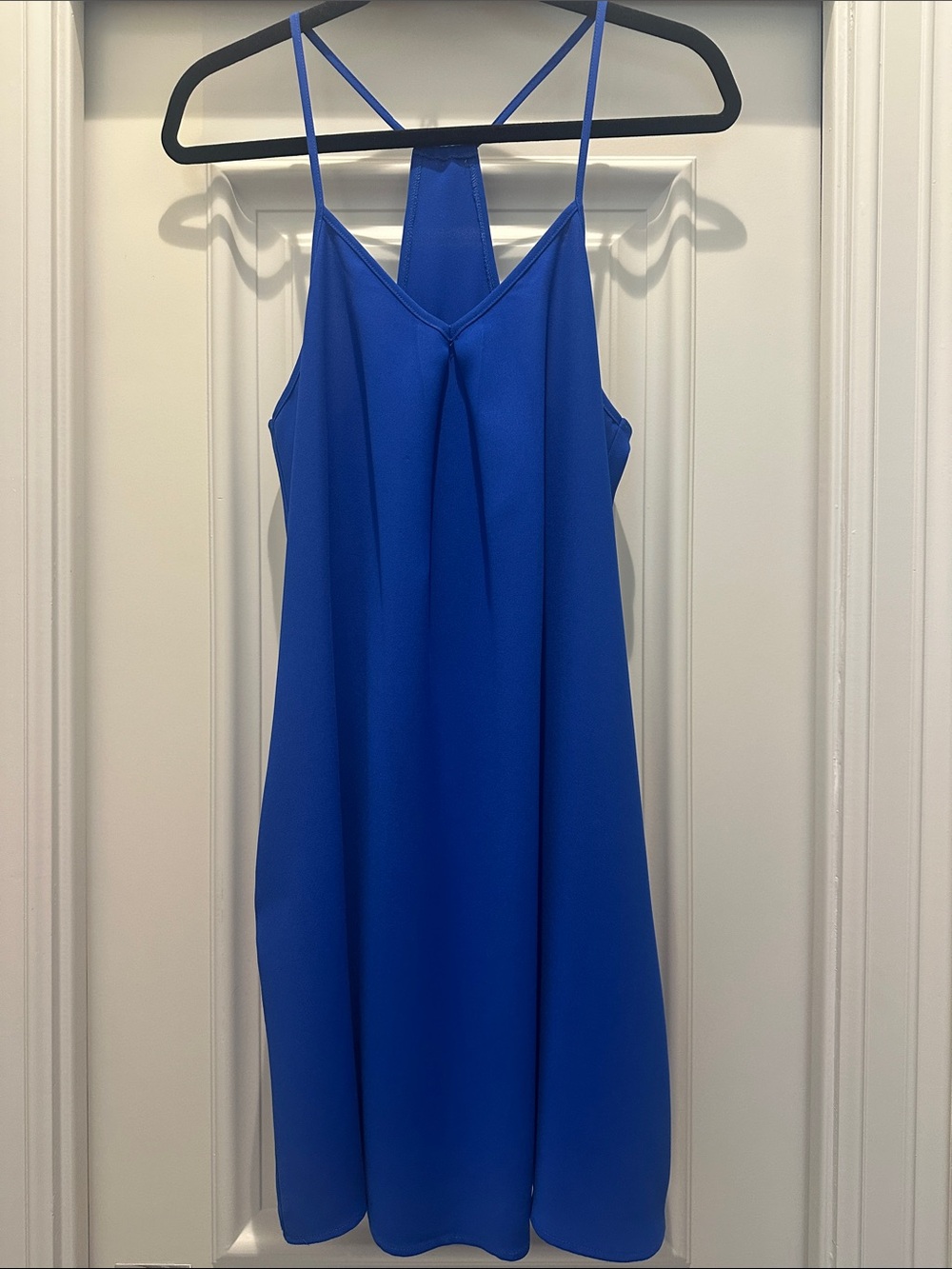 Sleek Blue Spaghetti-Strap Dress